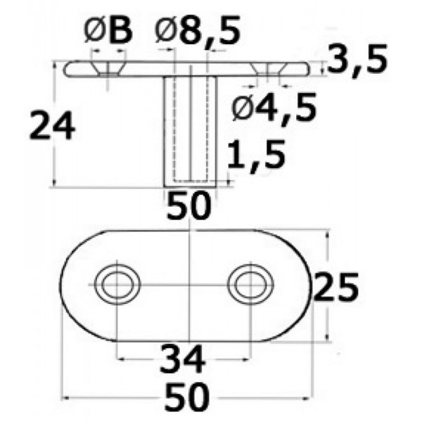 Horquilla de platino para chapas AISI316 - N°3 - comptoirnautique.com 