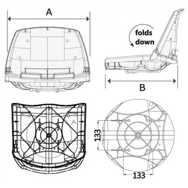 Asiento de polietileno gris con respaldo abatible - N°3 - comptoirnautique.com