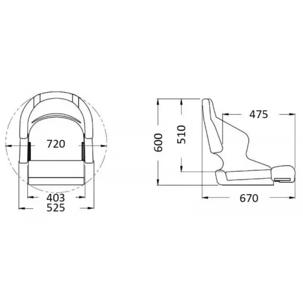 Sedile anatomico imbottito e ribaltabile H52 - N°3 - comptoirnautique.com