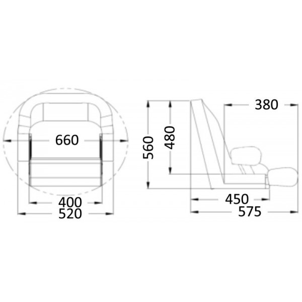 Assento compacto estofado com H51 rebatível - N°3 - comptoirnautique.com