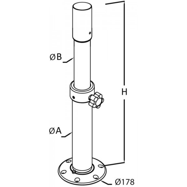 Aluminium-Tischbein Tread Lock 500/700 mm - N°2 - comptoirnautique.com