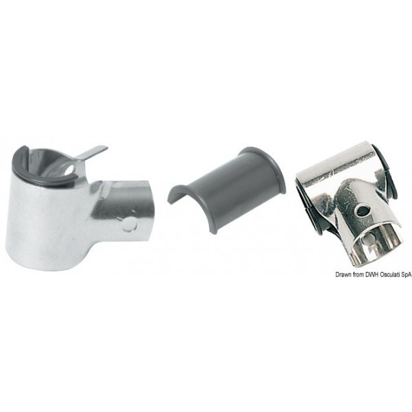 Raccordo a T in acciaio inox per piattaforma con tubo da Ø 25 mm - N°1 - comptoirnautique.com