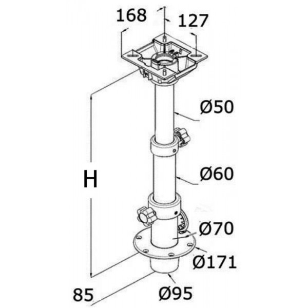 Abnehmbares Tri-Teleskop-Tischbein 290/690 mm - N°3 - comptoirnautique.com