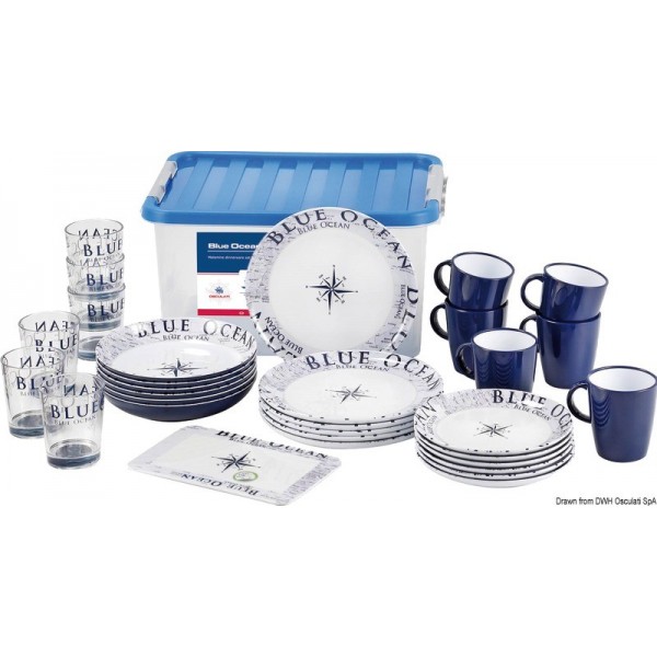 Set tutto compreso anti-scivolo OCEANO BLU 6 piatti  - N°1 - comptoirnautique.com