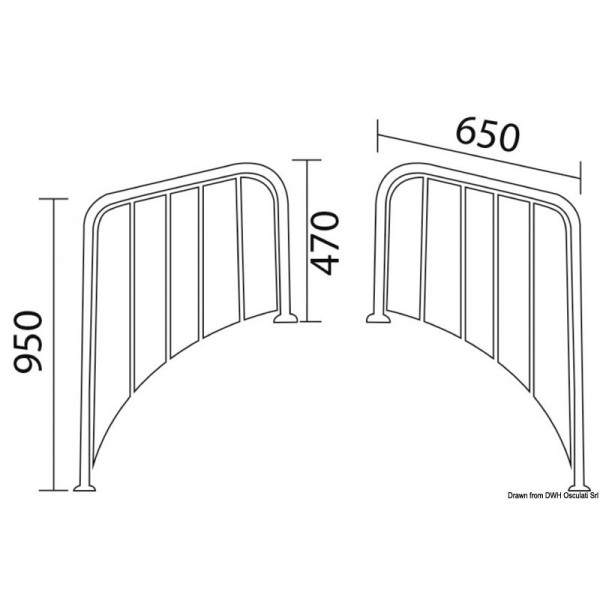 Gangway for round stern 650 mm - N°2 - comptoirnautique.com