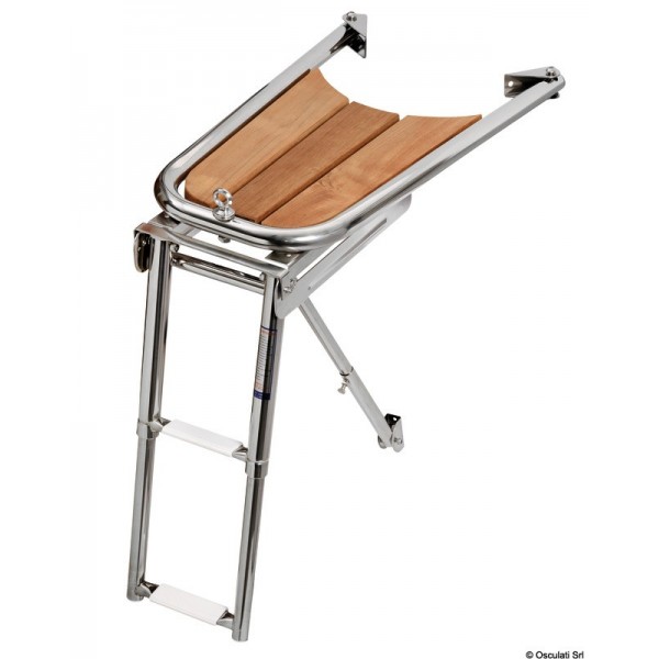 Delphinière AISI 316/teck 2-step ladder - N°1 - comptoirnautique.com