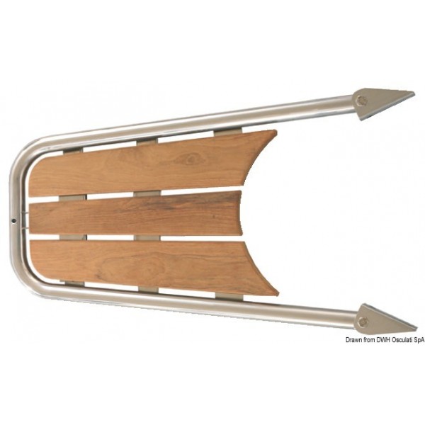 Escalera de 3 peldaños Delphinière AISI 316/teck - N°4 - comptoirnautique.com