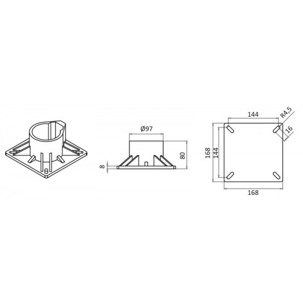 Fixed nylon seat foot 450 mm - N°2 - comptoirnautique.com