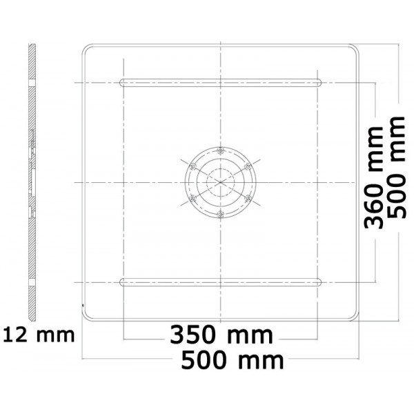 Supporto da tavolo, base quadrata 500 x 500 mm - N°4 - comptoirnautique.com