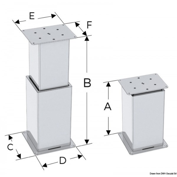 Elektrisches Tischbein SQUARE 2/3 Stadien 12V 12mm/s - N°3 - comptoirnautique.com 