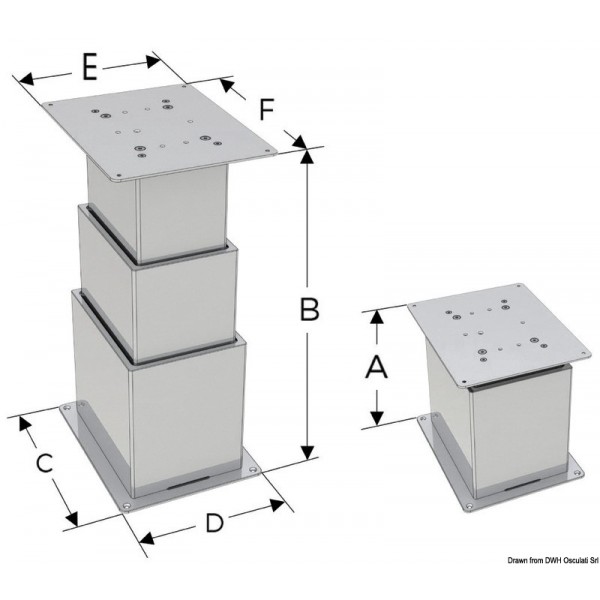 Electric table stand SQUARE 2/3 stades 12V 15mm/s - N°3 - comptoirnautique.com 
