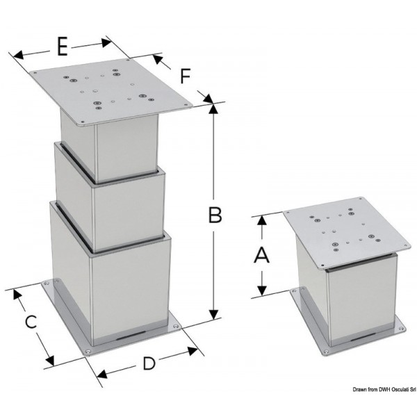 Electric table stand SQUARE 2/3 stades 12V 15mm/s - N°3 - comptoirnautique.com