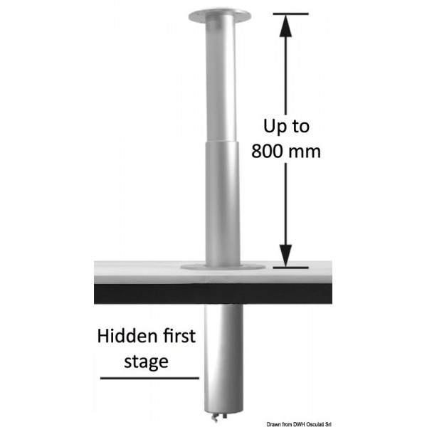 Pied table rétractable 2 étapes 12 V pivotant 90°  - N°4 - comptoirnautique.com