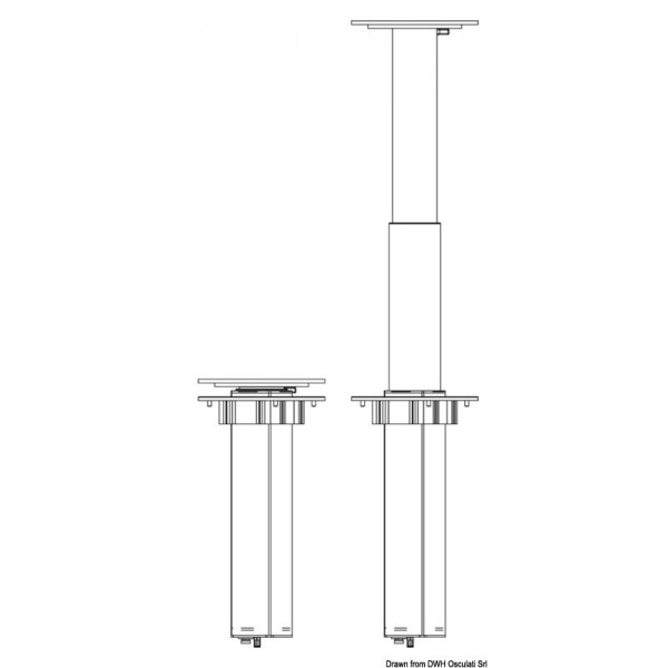 Pied table rétractable 2 étapes 12 V pivotant 90°  - N°6 - comptoirnautique.com 