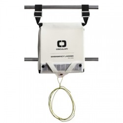 11-step white fire escape...