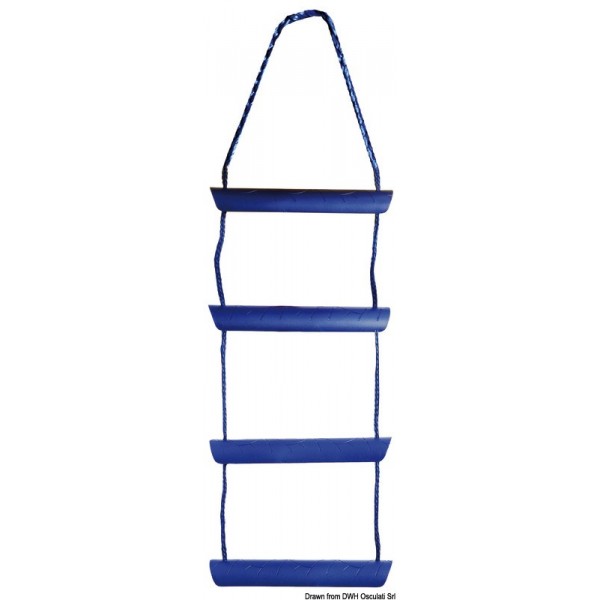 Blue nylon rope ladder 3 polycarbonate steps - N°1 - comptoirnautique.com