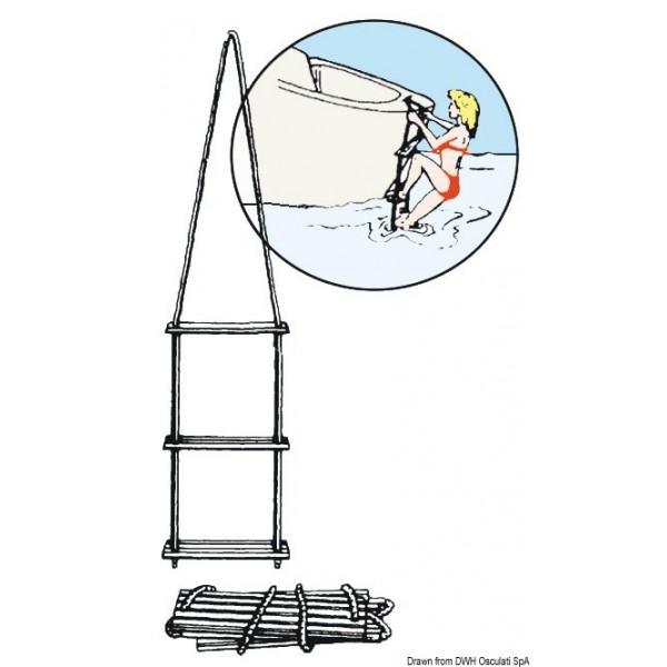 Blue nylon rope ladder 3 polycarbonate steps - N°2 - comptoirnautique.com