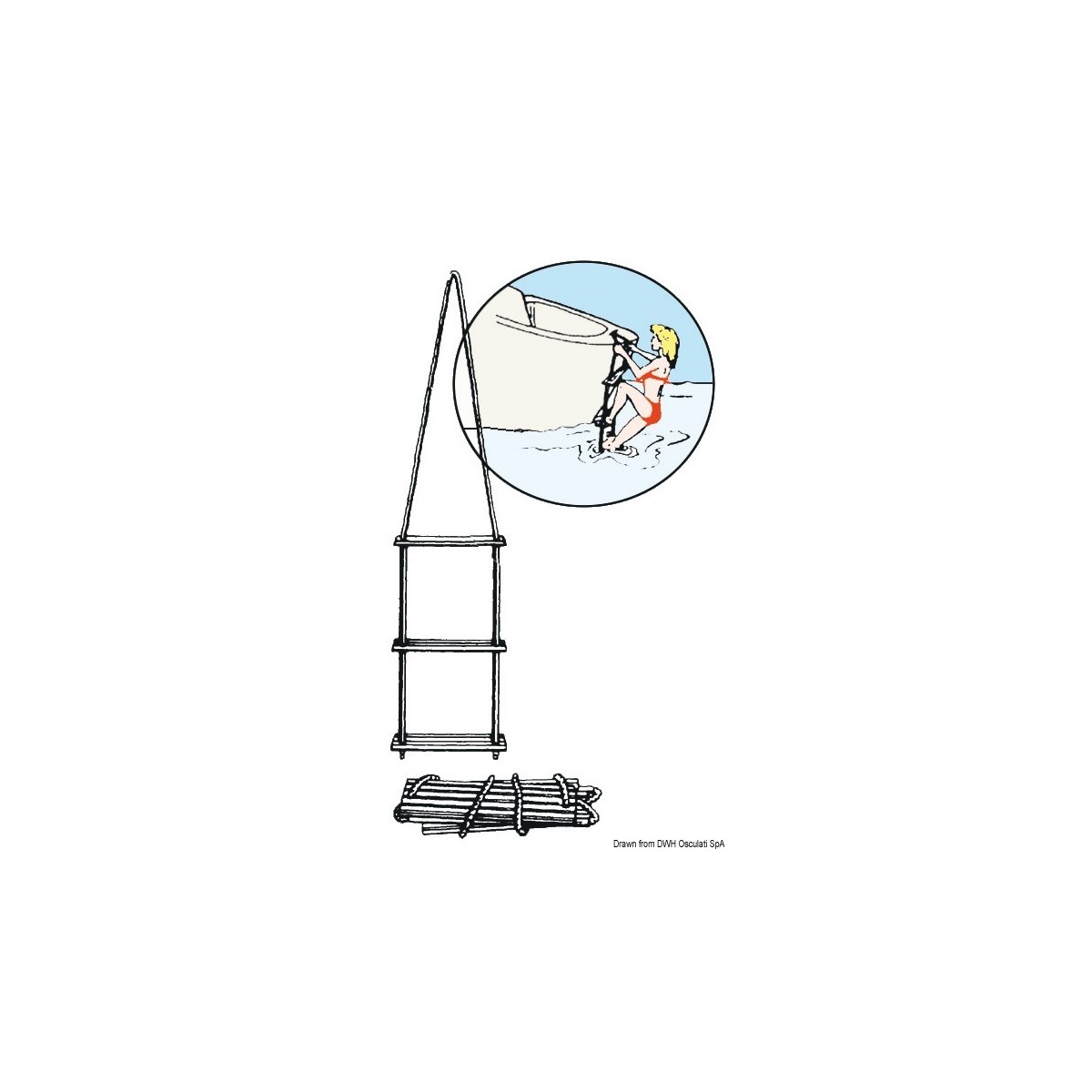 Scottish Roper Ladder Osculati Blue nylon rope ladder 10 polycarbonate steps OSC-49.524.10 ...