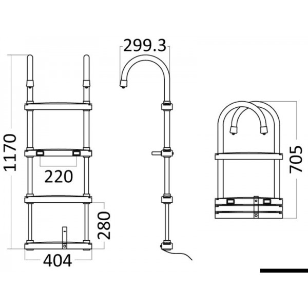 Scala telescopica Eco, estesa 1170 mm -, ripiegata 705 mm - N°2 - comptoirnautique.com