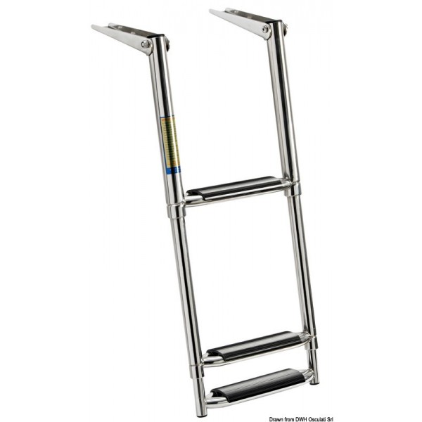 Scala telescopica larga AISI316 nero 3 gradini - N°1 - comptoirnautique.com