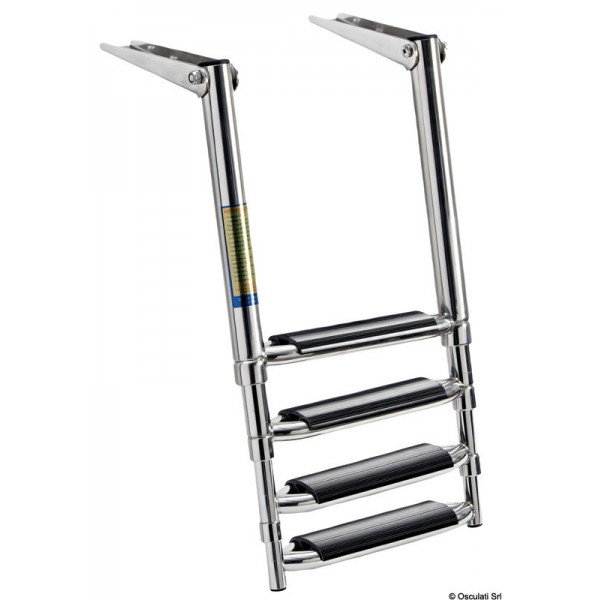 Scala telescopica larga AISI316 nero 4 gradini - N°1 - comptoirnautique.com