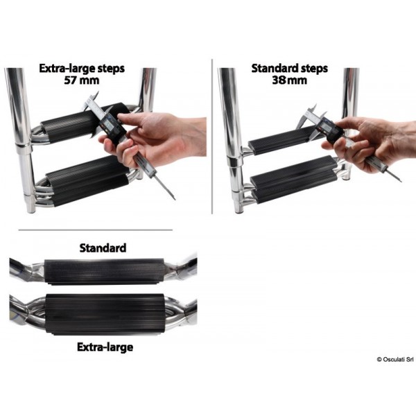 Scala telescopica larga AISI316 nero 4 gradini - N°4 - comptoirnautique.com