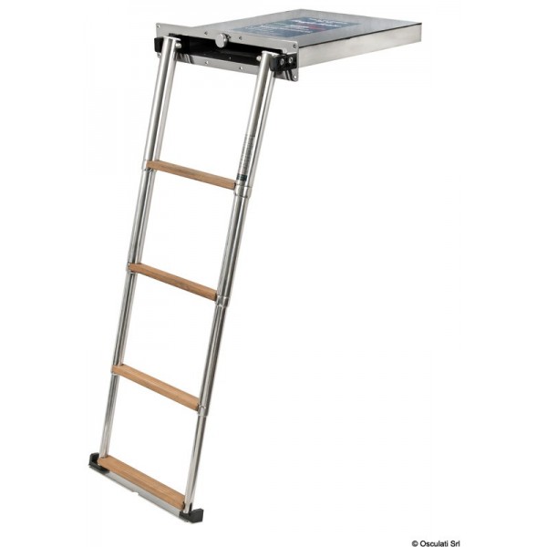 Scaletta Top Line a 4 gradini retrattile in teak - N°1 - comptoirnautique.com