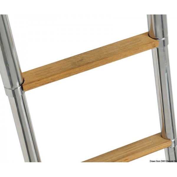 Scaletta Top Line a 4 gradini retrattile in teak - N°2 - comptoirnautique.com