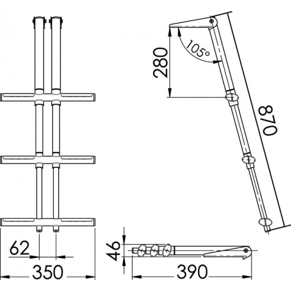 Escalera telescópica de 3 peldaños DIVER, negra - N°3 - comptoirnautique.com