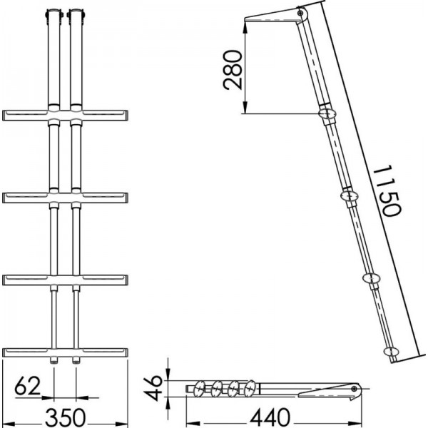 Scala telescopica DIVER a 4 gradini, nera - N°4 - comptoirnautique.com