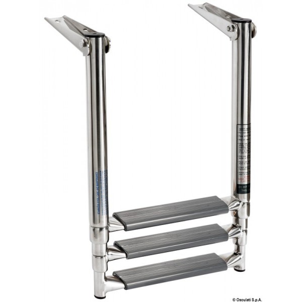 Flat telescopic ladder-oval tube shape 3 steps - N°1 - comptoirnautique.com