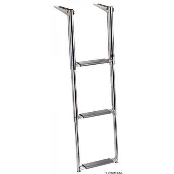 Flat telescopic ladder-oval tube shape 3 steps - N°2 - comptoirnautique.com