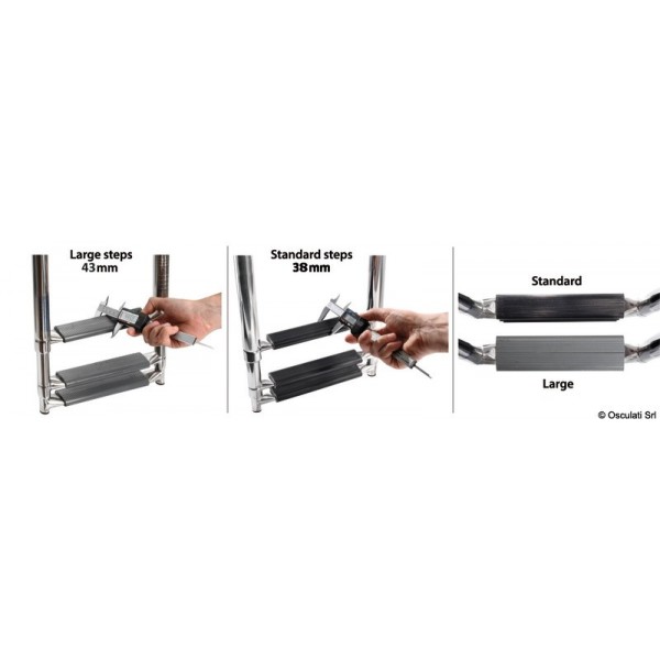 Flat telescopic ladder-oval tube shape 3 steps - N°4 - comptoirnautique.com