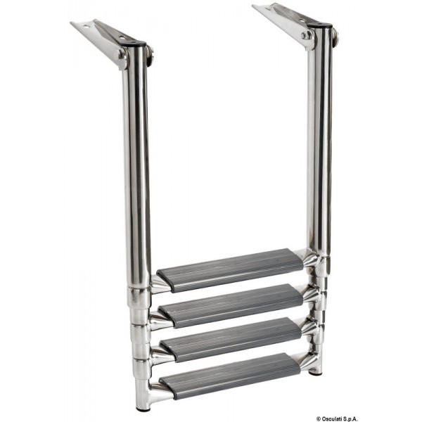 Flat telescopic ladder-oval tube shape 4 steps - N°1 - comptoirnautique.com