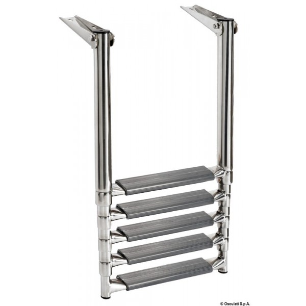 Echelle télescop.plate-forme tubes ovals 5 marches - N°1 - comptoirnautique.com