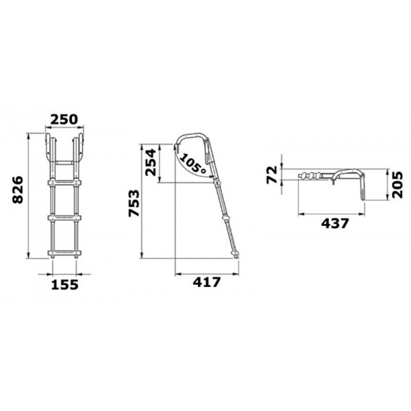 Escalera telescópica de 3 peldaños con asas - N°3 - comptoirnautique.com