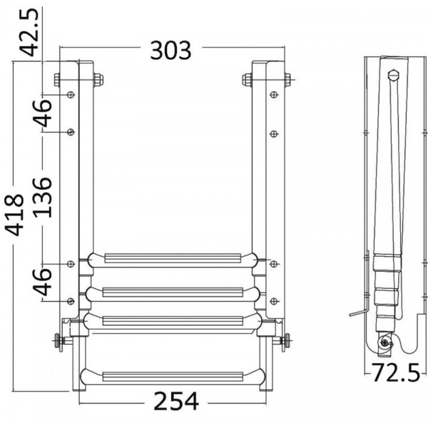 Escalera bajo plataforma con peldaño autoportante - N°4 - comptoirnautique.com