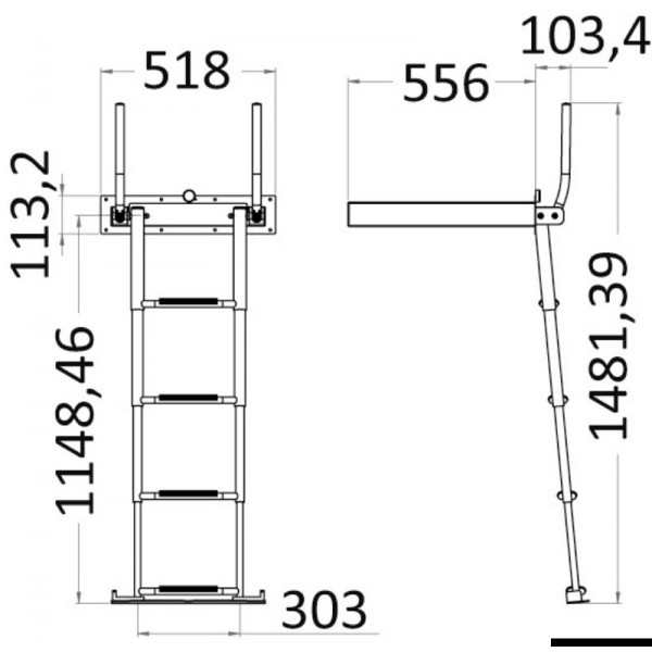 Scala telescopica da incasso a 4 gradini AISI316 - N°6 - comptoirnautique.com