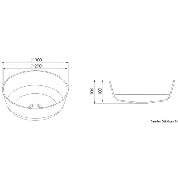 Lavatório Ocritech branco com Ø 300 mm - N°2 - comptoirnautique.com