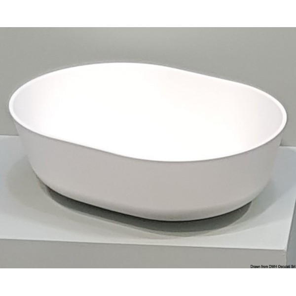 Evier à poser semi oval Ocritech blanc 350x260 mm  - N°2 - comptoirnautique.com