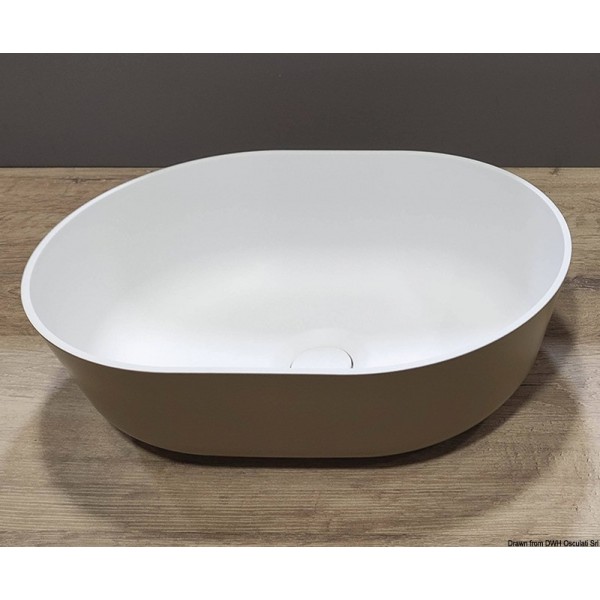 Evier à poser semi oval Ocritech blanc/beige 350x260 mm  - N°1 - comptoirnautique.com