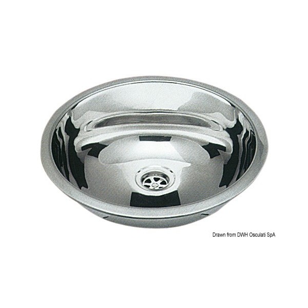 Lavello rotondo in acciaio inox lucidato a specchio 387 mm - N°1 - comptoirnautique.com