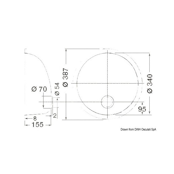 Evier ronde inox poli miroir 387 mm  - N°2 - comptoirnautique.com