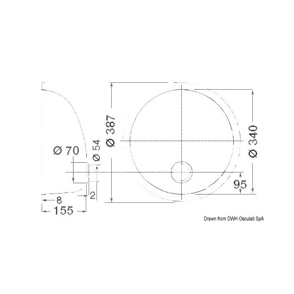 Lavello rotondo in acciaio inox lucidato a specchio 387 mm - N°2 - comptoirnautique.com