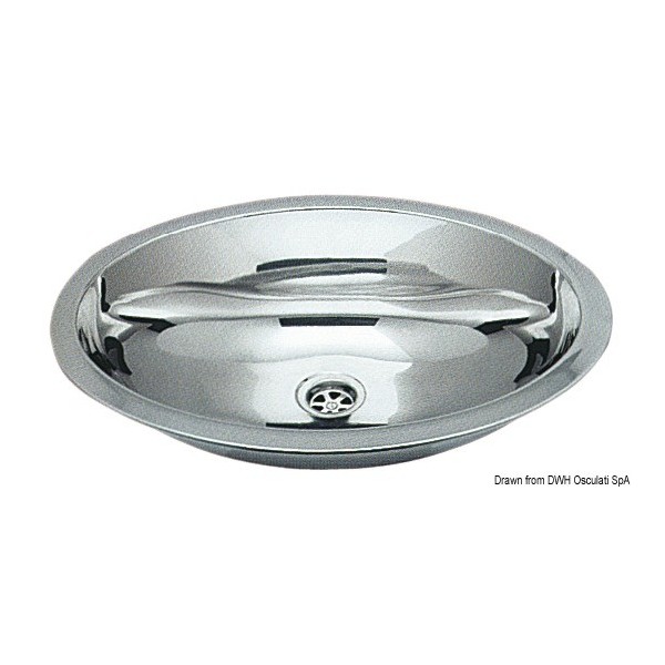 Evier ovale inox poli miroir 510x390 mm  - N°1 - comptoirnautique.com