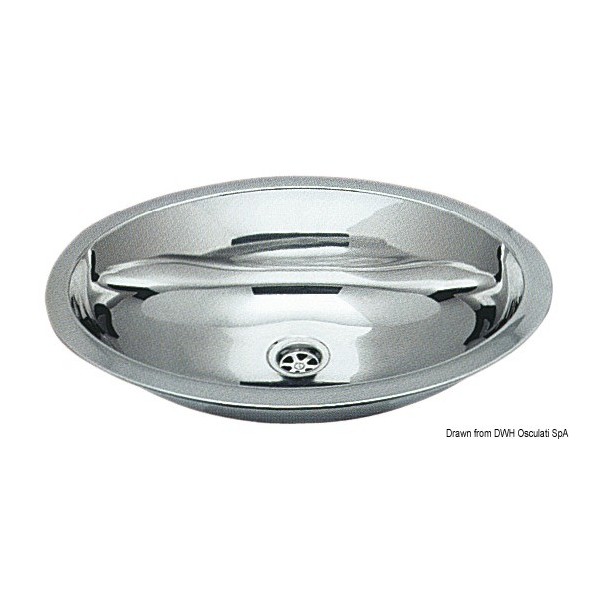 Lavello ovale in acciaio inox lucidato a specchio 510x390 mm - N°1 - comptoirnautique.com