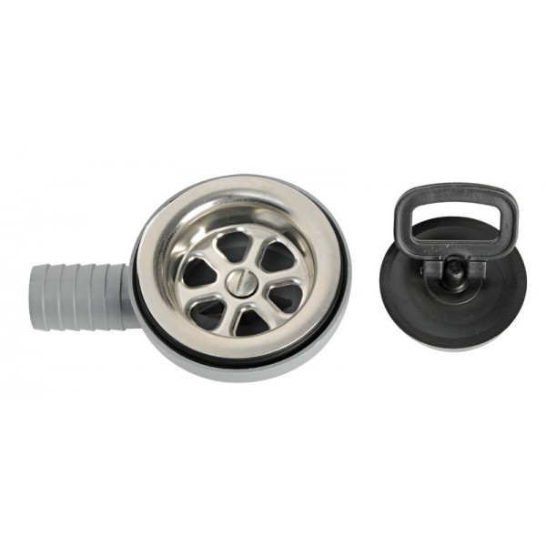 Scarico laterale a 90° in acciaio inox + moplen Ø 20 mm - N°2 - comptoirnautique.com