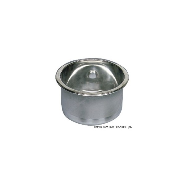 Lavello rotondo in acciaio inox lucidato a specchio 285x180 mm - N°1 - comptoirnautique.com