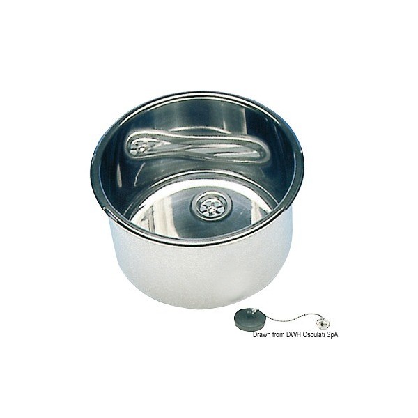 Lavello rotondo in acciaio inox lucidato a specchio 420x180 mm - N°1 - comptoirnautique.com