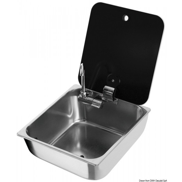 Lavello con coperchio in vetro fumé 325x350 mm - N°1 - comptoirnautique.com